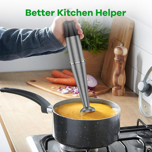 Immersion Blender Handheld Corded, 1100W 5 in 1 Hand Blender Set | Trigger Variable Speed, Emulsion Stick Mixer with Food Processor, Whisk, Frother, for Soup, Puree, Baby Food, Anti-Scratch7