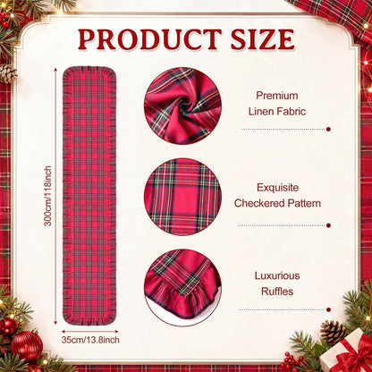 Christmas Plaid Table Runner Long Table Decor,Red2