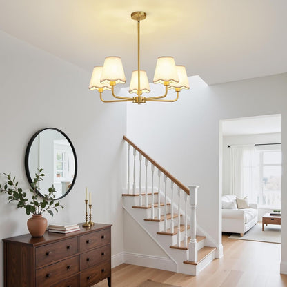 Modern Gold Chandelier 5-Light Farmhouse Chandelier for Dining Room Industrial Dining Kitchen Light Fixture over Table Ceiling Chandelier for Bedroom Living Room Foyer Entryway7
