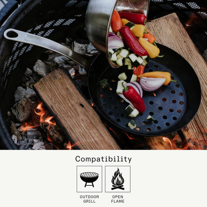 Made in Cookware - 12" Seasoned Carbon Steel Grill Frying Pan | Professional Cookware, Crafted in Sweden, Perforated4