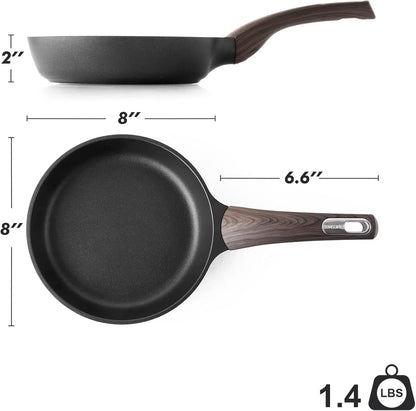 8Inch Nonstick Frying Pan Skillet, PFOA/PFOS Free, Black | Non Stick Egg Pan Omelette Pans, Healthy Kitchen Cooking Chef'S Pan, Induction Compatible, Stay-Cool Handle7