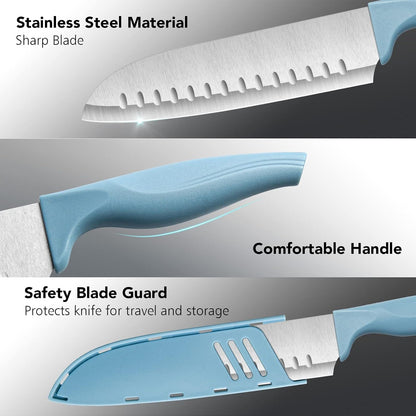 7 Inch Chef'S Knive Sets Paring Knives Japanese Chefs Knife Fruit and Vegetable Knife Stainless Steel Kitchen Utility Knives with Blade Guards(1 Pcs)3