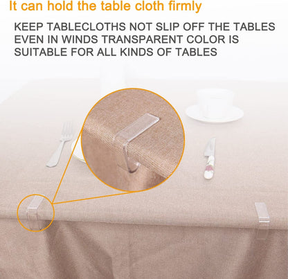 48 Pieces Transparent Clear Tablecloth Clips, Plastic Table Cloth Clips，Windproof Table Cover Holder Clamps，Table Cloth Holder for Christmas Home Wedding Party Indoor Outdoor Camping Picnic (Large)4