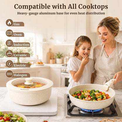 21Pcs Nonstick Pots and Pans Set with Detachable Handles, Oven Safe | Stackable Granite Cookware Set for Rvs, Camping, Induction Compatible, Non-Toxic Pfoa/Pfos-Free4