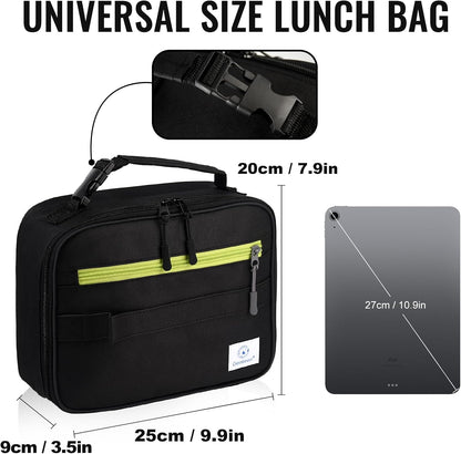 Lunch Box Kids, Insulated Lunch Bag Kids Boys Girls Back to School, Soft Lunch Box for Men Reusable Lunchbox for Office,Outdoor,School (Black)3