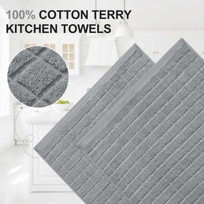 Premium Ring Spun Cotton 390 GSM Kitchen Towels, 6 Pack, Grey2