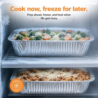 9X13 Inch Aluminum Foil Pans [30 Count] Half Size Deep | Thicker 37.4 Gauge, Food-Safe Tin Disposable Trays, Freezer-Safe, Oven, Grill & Smoker Use, Fully Recyclable5
