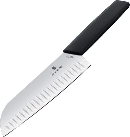 VICTORINOX 2 Piece Santoku and Bread Knife Set, Black, Light & Sharp for Various Foods, Dishwasher Safe, Swiss Madan, Gift Box, 6.9093.22G4