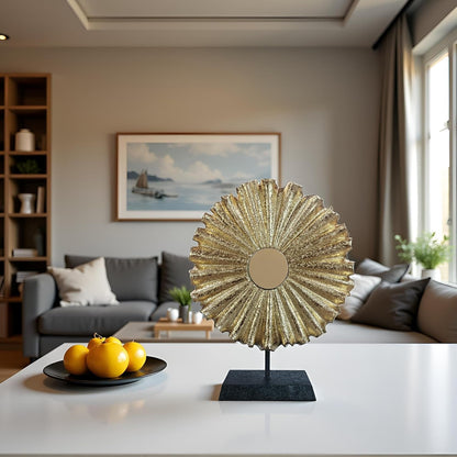 Modern Abstract round Decorative Sculpture, Dining Living Room Desk Decor,Geometric Home Decor Statues,Shelf Top Decor Aesthetics, Coffee Tables or Office Shelves（Golden）8