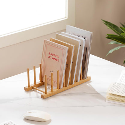 2-Pack Bamboo Wooden Dish Rack Plate Holder Kitchen Organizer 7-Slot7