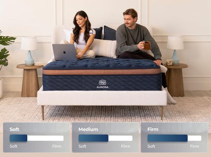Brooklyn Bedding Aurora Luxe 14 Inch King Hybrid Mattress | Soft Feel | Cloud Pillowtop Upgrade | CERTIPUR-US Certified Foam3