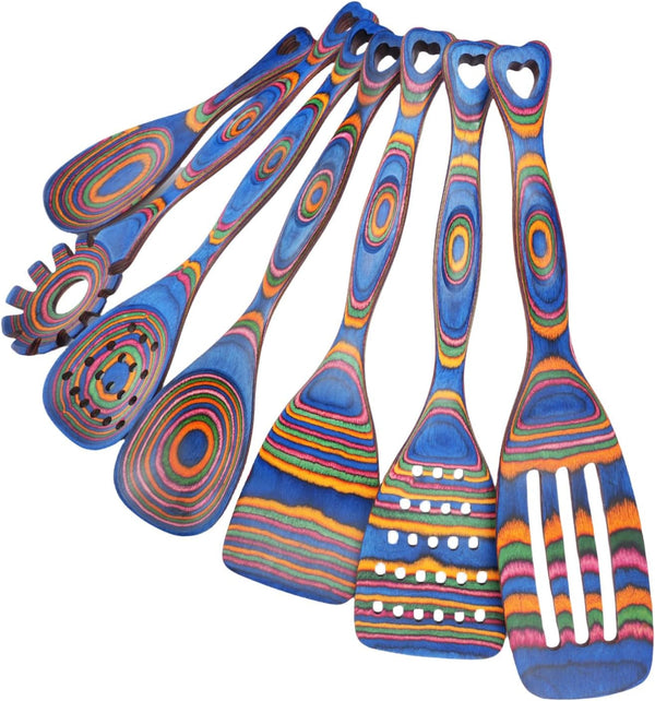 Pakkawood Wooden Cooking Utensils Set 7-Piece-Wooden Spoons for Cooking, Wooden Utensil Set with Ergonomic Non-Slip Handles, Heat-Resistant & Stylish Cooking Spoons, Non-Stick Spoon1