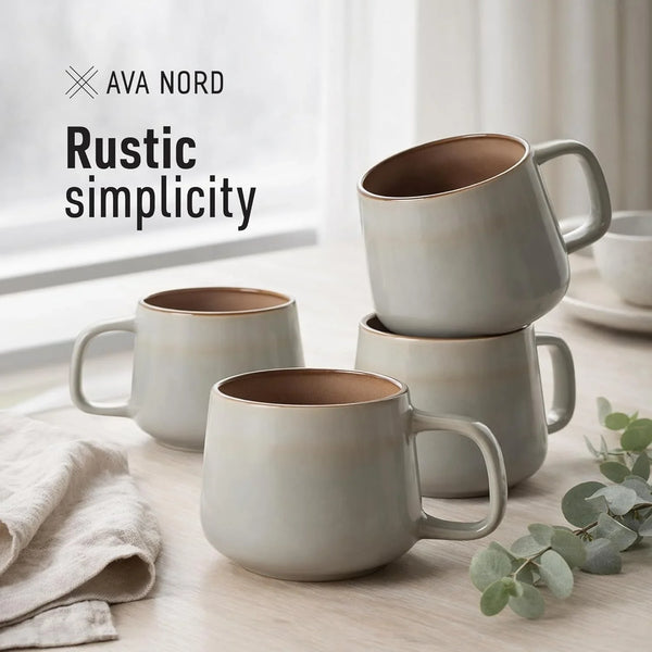 Stoneware Ceramic Coffee Mugs Set of 4 | 12 Oz | Sage Ash | Lead-Free, Non-Toxic, Freezer - Microwave & Dishwasher Safe, Comfortable Handle, Aesthetic Nordic Design for Cappuccino7
