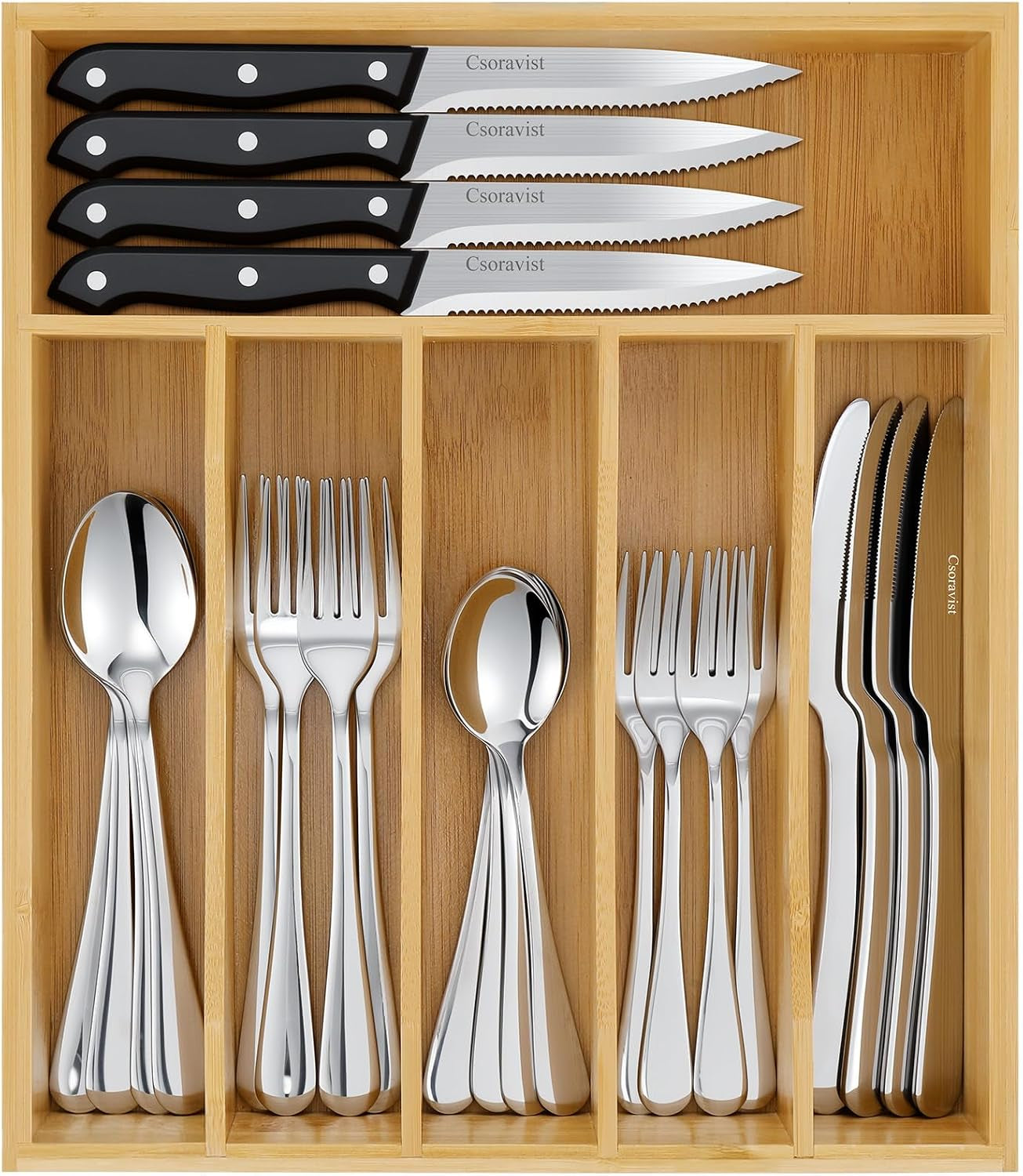 49-piece-silverware-set-with-bamboo-organizer-flatware-utensil-set-for-8-heavy-duty-stainless-steel-cutlery-set-with-steak-knives-rust-proof-dishwasher-safe