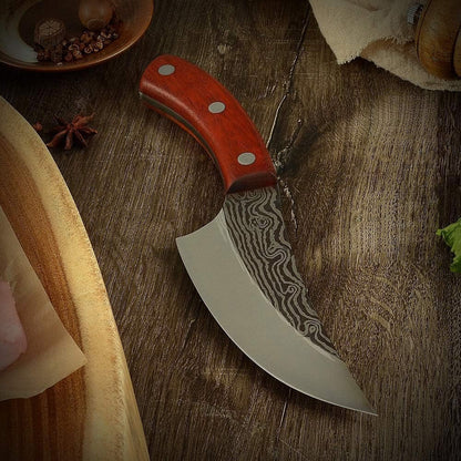 Meat Cleaver,Cleaver Knife, Damascus Pattern Boning Knife 5.5' Chef Butcher Knife Serbian Camping Cleaver Slicing Knives Barbecue Picnic Cutting Small Knife, ZJH96583