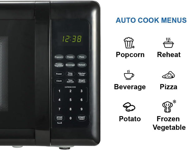 MW7302 Series Compact Countertop Microwave Oven, 0.7 Cu. Ft., 700 Watts, 10 Power Levels, 6 Auto Cook Menus, Time & Weight Defrost, Express Cooking, Black6