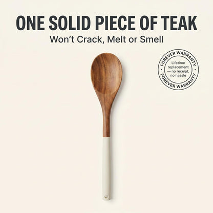 DI ORO Wooden Kitchen Utensil Set - 5 Pc Spoon & Spatula, Cream6