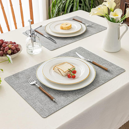 Faux Leather Vinyl Placemats Set of 6, Light Grey8