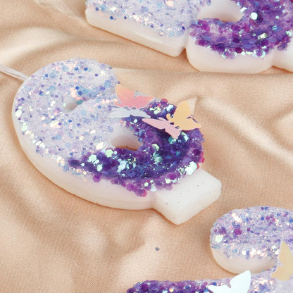 Birthday Candles Number 10 Candle, Butterfly 10Th Birthday Decorations for Women/Girl, Purple Happy Birthday Candle for Cake, Handmade Sequin Numeral Candle Wedding Cake Topper Anniversary Party Decor2