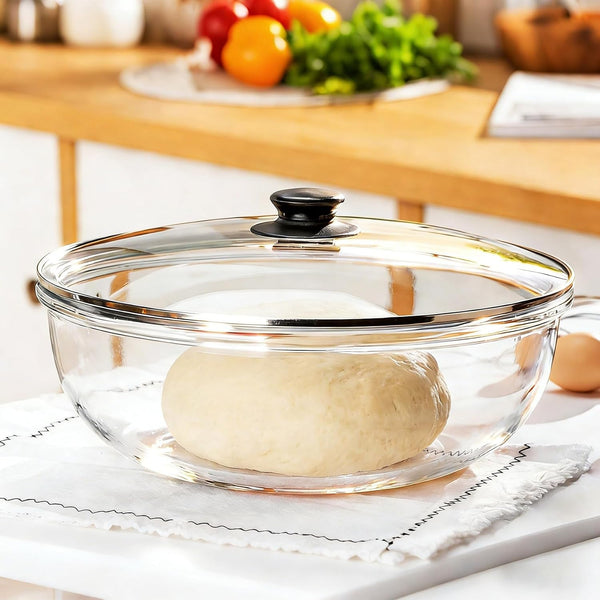 6 QT Large Glass Mixing Bowl with Lid for Sourdough Bread Making & Proofing1