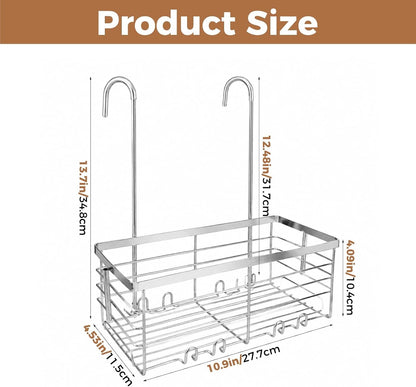 Hanging Shower Caddy, Multi-Slot Bathroom Storage Rack with Hooks, Accessory Organizer for Elderly, Seniors & Mobility Impaired Users2