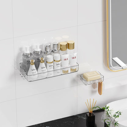 Crystal-Clear Shower Caddy with Soap Dish & Adhesive Pads, 2 Pack6