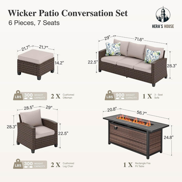 Patio Furniture Set with Fire Pit Table Wicker Outdoor2
