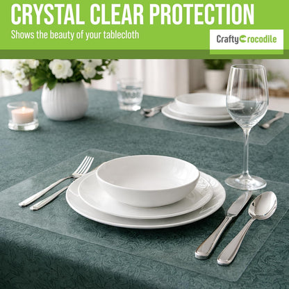 Clear Plastic Placemats Set of 4-17.5X12 Transparent Vinyl Table Mats | Wipeable Vinyl Placemats, Crystal Clear Plastic Mat for Dining, Kitchen, Office, Shelves - Heat Resistant Table Place Mats8