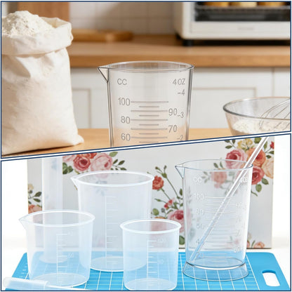 4 Oz Hair Dye Measuring Cups, 2 PCS Plastic Graduated Cup Easy to Read Color Beaker Clear Graduated Mixing Jugs, Plastic Liquid Beaker with Graduate Scale for Salon Use Home DIY Dyeing Tools Kitchen7
