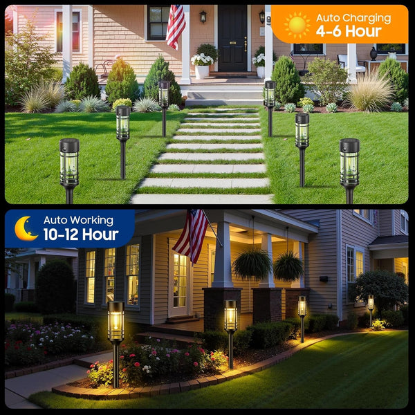 12 Pack Solar Pathway Lights Outdoor, Solar Lights Outdoor Waterproof IP65, Bright Solar Garden Lights Outdoor, Auto On/Off Outdoor Solar Lights for Yard Walkway Driveway Landscape Garden Decor3