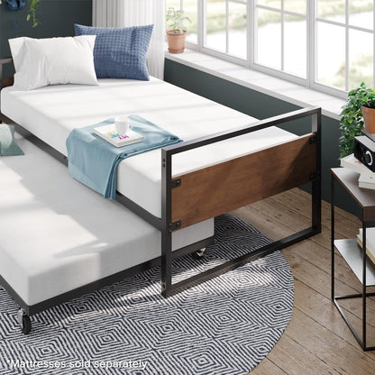 Suzanne Bamboo and Metal Daybed with Trundle / Mattress Foundation with Steel Slat Support / Easy Assembly, Twin9