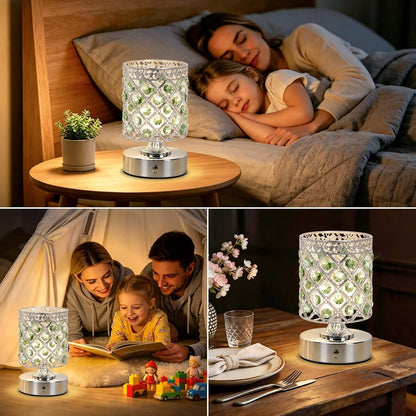 Green Crystal Rechargeable Cordless Table Lamp, Touch Small Desk Lamp7