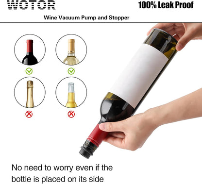 Wine Saver Vacuum Pump with 4 Stoppers, Wine Preserver, Black | Reusable Bottle Sealer, Keeps Fresh, Ideal Accessories Gift4