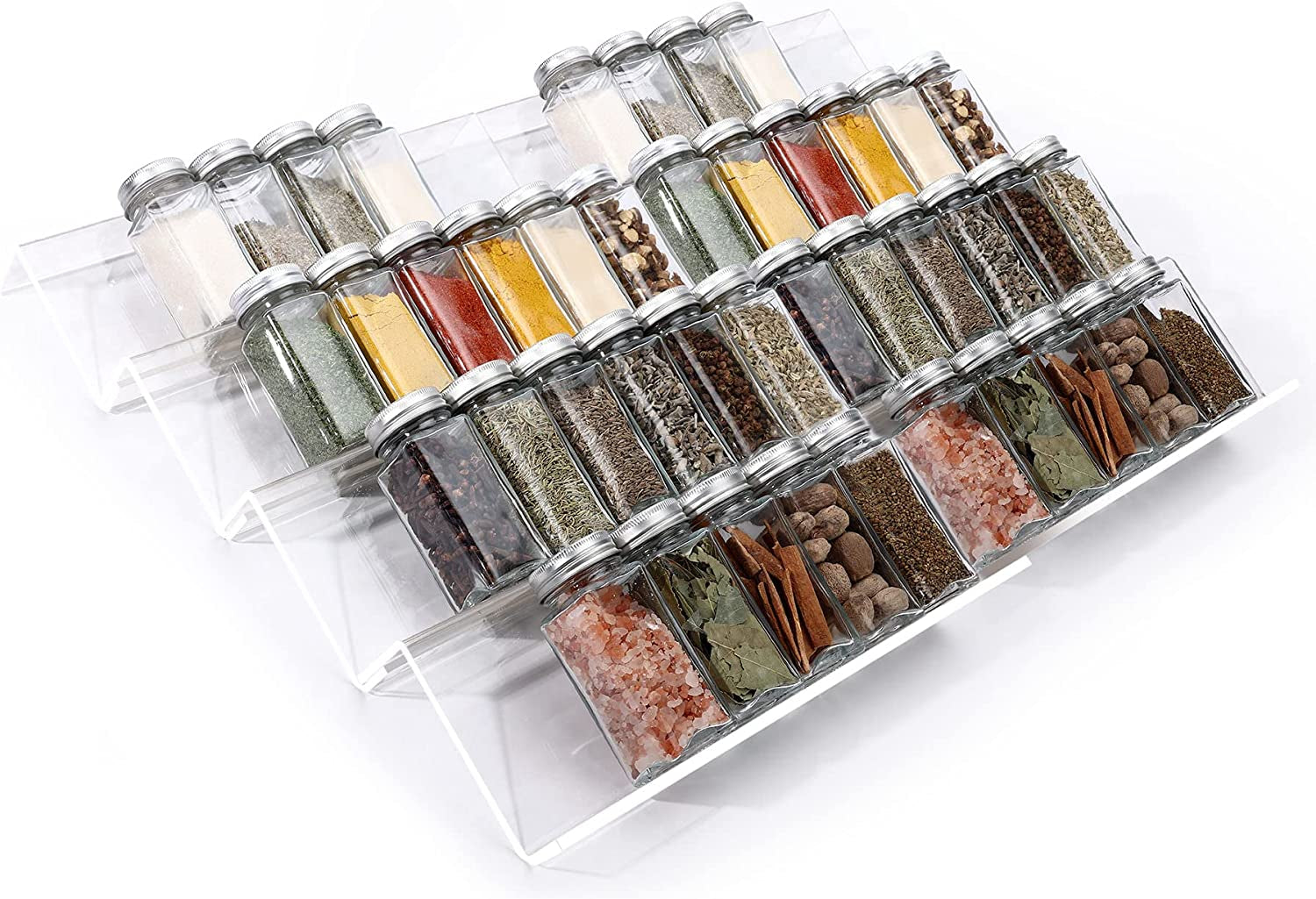 clear-acrylic-spice-drawer-organizer-4-tier-2-set-expandable-from-9-to-18-seasoning-jars-drawers-insert-kitchen-spice-rack-tray-for-drawer-countertop-jars-not-included