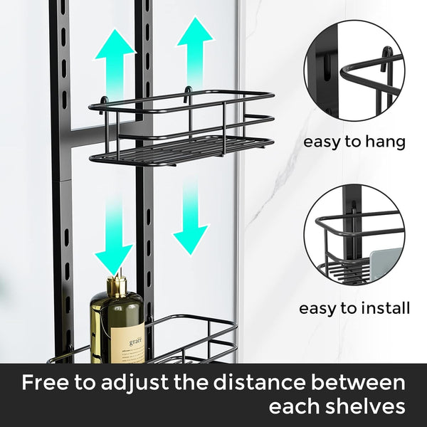 3-Tier over the Door Shower Caddy Hanging,Black4