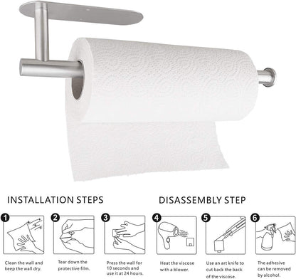 Paper Towel Holders for Kitchen,Paper Towels Bulk- Self-Adhesive under Cabinet,Both Available in Adhesive and Screws,Stainless Steel6