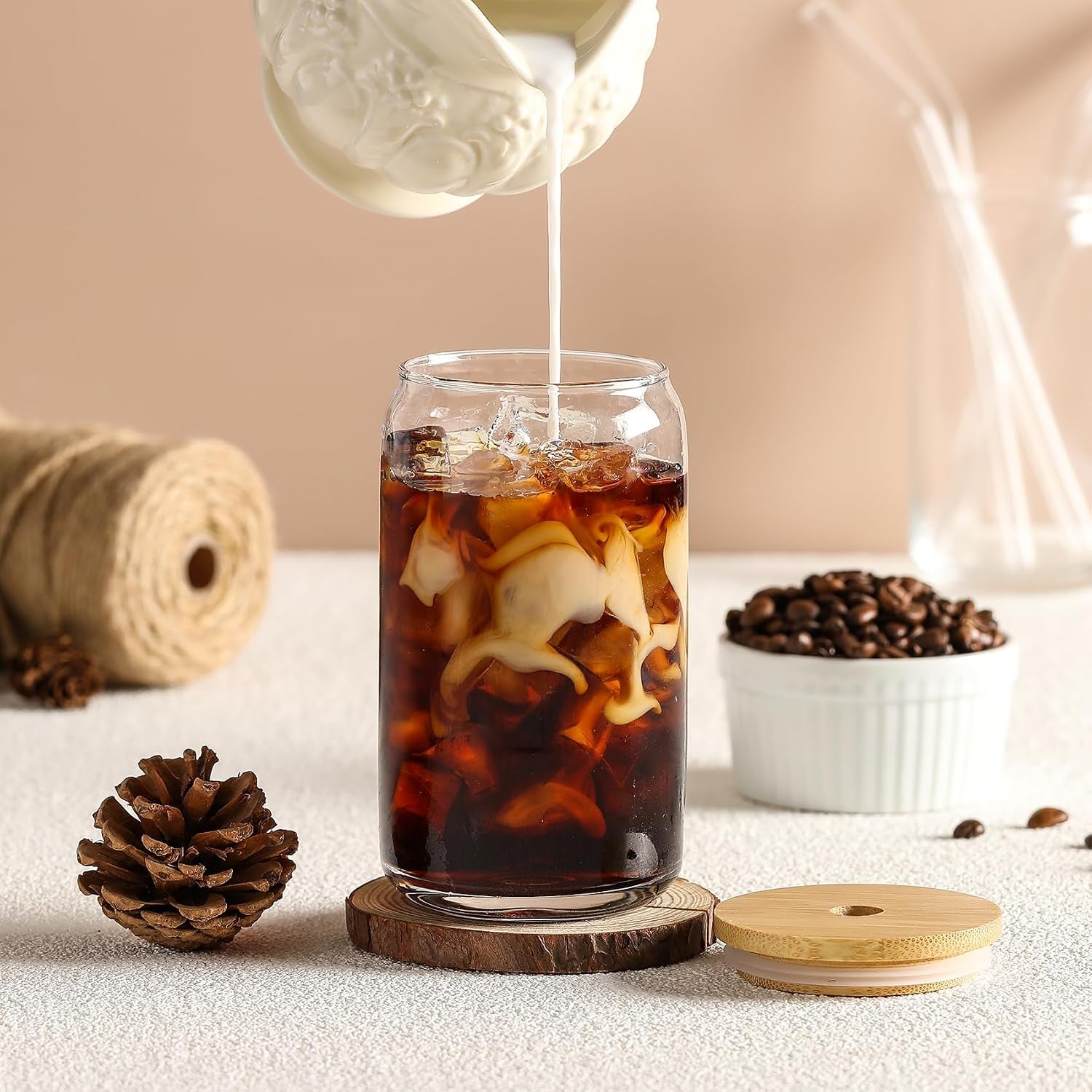 12pcs-set-glass-cups-with-bamboo-lids-and-glass-straw-beer-shaped-drinking-glasses-16-oz-iced-coffee-glasses-cute-tumbler-cup-for-smoothie-boba-tea-whiskey-water-4-cleaning-brushes