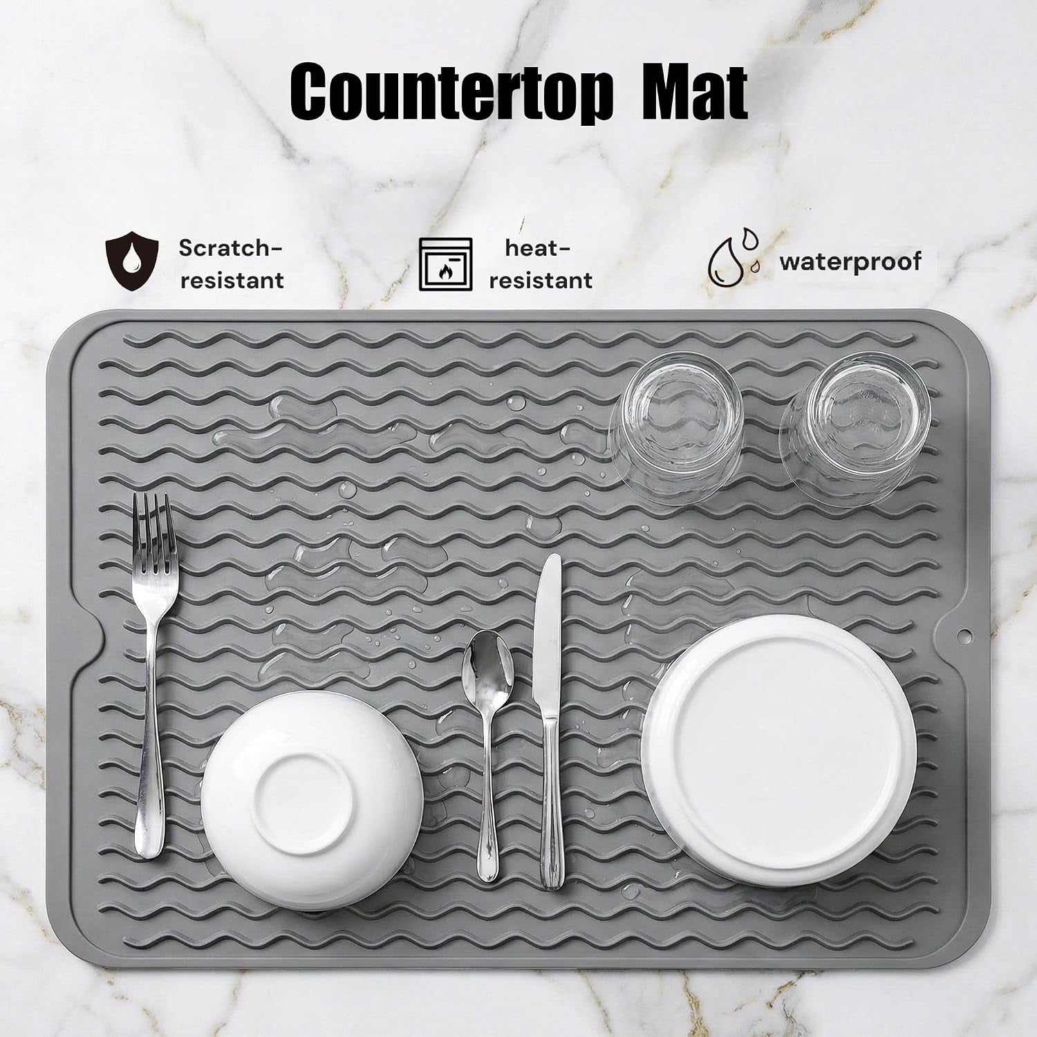 silicone-dish-drying-mat-grey-16-12-quick-dry-ridges-heat-resistant-trivet-to-450-f-non-slip-dishwasher-safe-roll-up-storage-18-colors-9-sizes-available