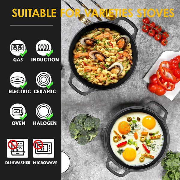 2-In-1 Pre-Seasoned Cast Iron Dutch Oven Pot with Skillet Lid Cooking Pan, Cast Iron Skillet Cookware Pan Set with Dual Handles, Indoor Outdoor for Bread/Frying/Baking/Camping/Bbq, 5 Qt6