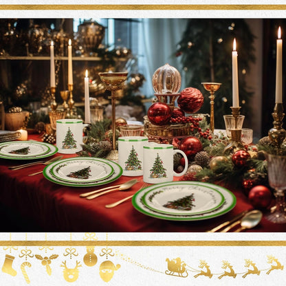 12 Pcs Christmas Tree Dinnerware Service for 4 Melamine Plates Ceramic Mug5