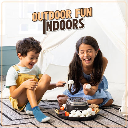 Tabletop Indoor Electric S'Mores Maker - Smores Kit with Marshmallow Roasting Sticks and 4 Trays for Graham Crackers, Chocolate, and Marshmallows - Movie Night Supplies - Black6