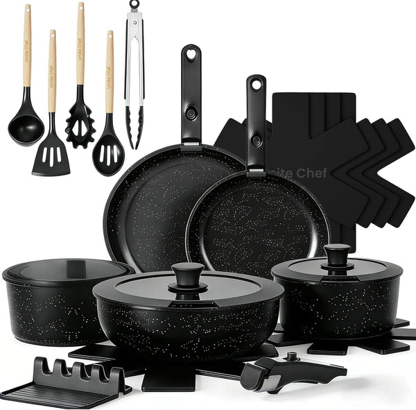 21Pcs Pots and Pans Set Non Stick, Nonstick Ceramic Cookware Sets Detachable Handle, Non Toxic Healthy Induction Cookware, Kitchen Cooking Set, with Frying Pans Set, Dishwasher/Oven Safe1