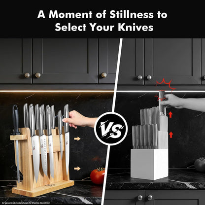 Japanese Knives Set for Kitchen, Magnetic Knife Set with Block and Sharpener, Stainless Steel Knife Set as Gift for Couple, Wedding, Women or Mom with Gift Box, 14 PCS Black Dot6