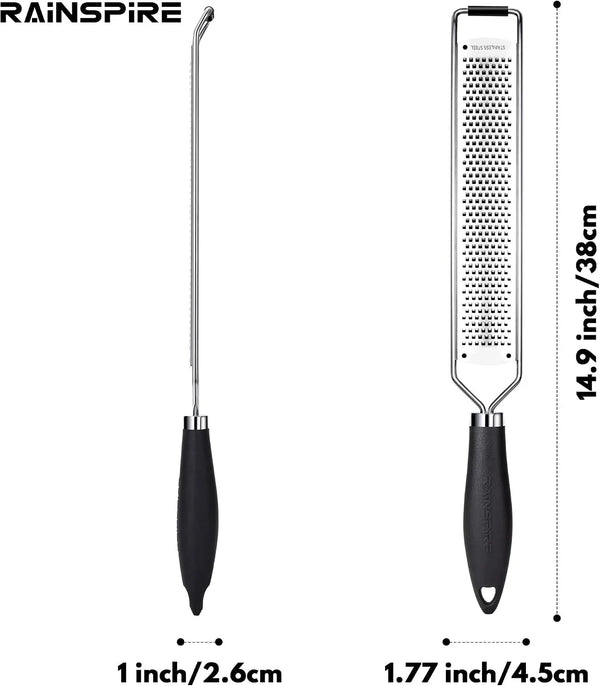 304 Stainless Steel Citrus Lemon Zester Spice Ginger Garlic Grater Black2