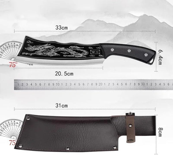 Meat Cleaver, 8 Inch Hand Forged Kitchen Knife Household Chopping Knife Ultra-Sharp Chopping Bone with Sheath2