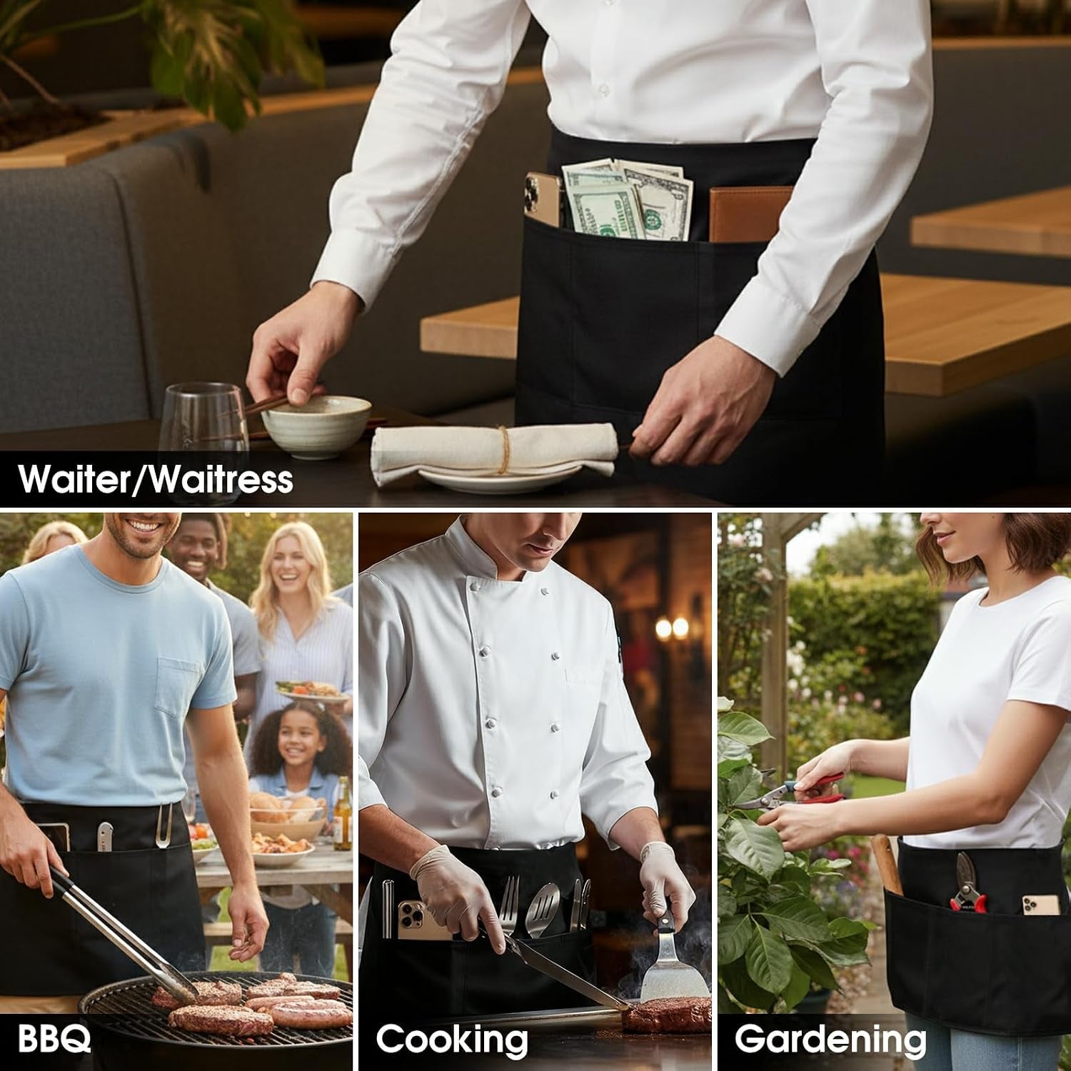 waist-apron-with-3-pockets-black-waitress-waiter-server-short-aprons