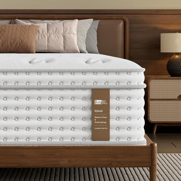 Firm King Mattress 14 Inch, Hybrid King Size Mattress in a Box, Back Pain Relief, Luxury Pocket Spring Mattress, Fiberglass-Free, 365-Night-Trial, 10 Year Warranty1