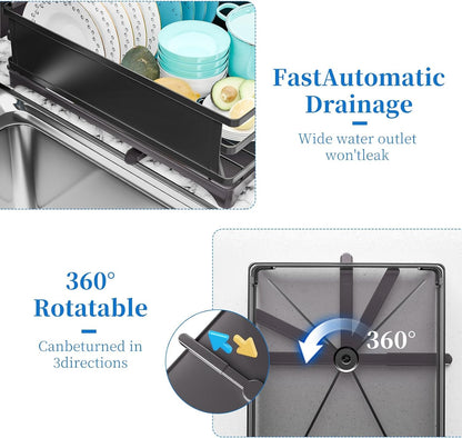 Dish Drying Rack for Kitchen Counter, 11.7" X 16.5", Black5