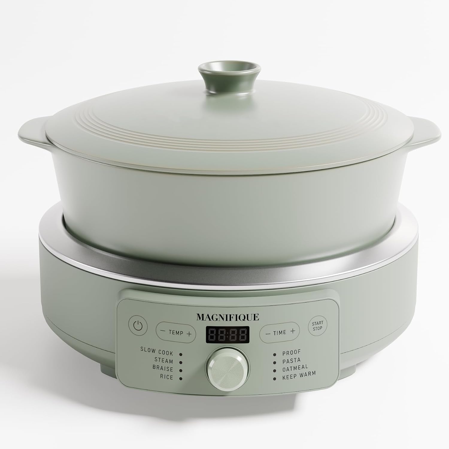 4-5-quart-slow-cooker-8-in-1-casserole-programmable-round-multi-cooker-non-toxic-clay-pot-slow-cooker-for-rice-pasta-steam-proof-oven-safe-pot-to-500-f-olive