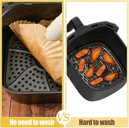 7.5 Inch Air Fryer Parchment Paper Liners Square,150 Pcs Non-Stick &Oil-Proof Air Fryer Liners Disposable for 2-5 QT Frying,Baking,Roast3